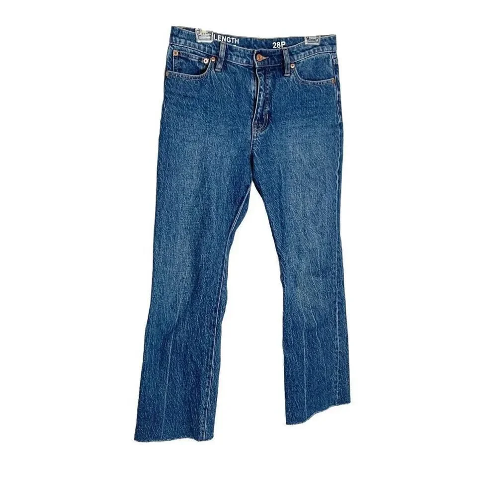 J. Crew Full-Length Demi-Boot Jean in Kamari Wash Raw Hem Women’s Size 28 Petite